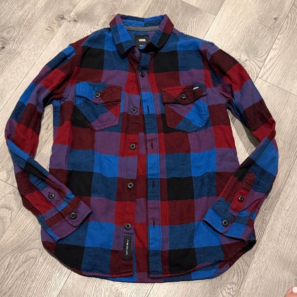 Vans Blue & Red Plaid Button-Down Shirt